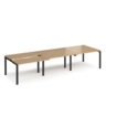 Adapt sliding top triple back to back desks 3600mm x 1200mm - black frame and oak top