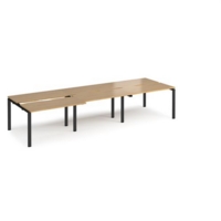 Adapt sliding top triple back to back desks 3600mm x 1200mm - black frame and oak top