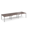 Adapt sliding top triple back to back desks 3600mm x 1200mm - silver frame and walnut top