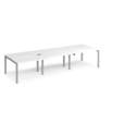 Adapt sliding top triple back to back desks 3600mm x 1200mm - silver frame and white top
