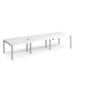 Adapt sliding top triple back to back desks 3600mm x 1200mm - silver frame and white top