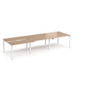 Adapt sliding top triple back to back desks 3600mm x 1200mm - white frame and beech top