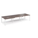 Adapt sliding top triple back to back desks 3600mm x 1200mm - white frame and walnut top