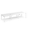 Adapt sliding top triple back to back desks 3600mm x 1200mm - white frame and white top
