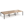 Adapt sliding top triple back to back desks 3600mm x 1600mm - black frame and beech top