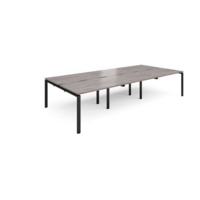 Adapt sliding top triple back to back desks 3600mm x 1600mm - black frame and grey oak top