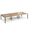 Adapt sliding top triple back to back desks 3600mm x 1600mm - black frame and oak top