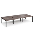 Adapt sliding top triple back to back desks 3600mm x 1600mm - black frame and walnut top