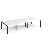 Adapt sliding top triple back to back desks 3600mm x 1600mm - black frame and white top