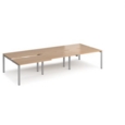 Adapt sliding top triple back to back desks 3600mm x 1600mm - silver frame and beech top