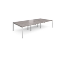 Adapt sliding top triple back to back desks 3600mm x 1600mm - silver frame and grey oak top