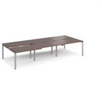 Adapt sliding top triple back to back desks 3600mm x 1600mm - silver frame and walnut top