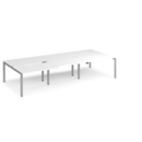 Adapt sliding top triple back to back desks 3600mm x 1600mm - silver frame and white top