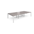 Adapt sliding top triple back to back desks 3600mm x 1600mm - white frame and grey oak top