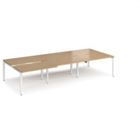 Adapt sliding top triple back to back desks 3600mm x 1600mm - white frame and oak top