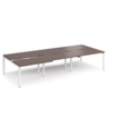 Adapt sliding top triple back to back desks 3600mm x 1600mm - white frame and walnut top