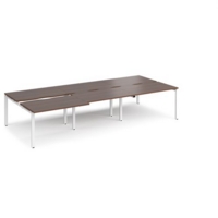 Adapt sliding top triple back to back desks 3600mm x 1600mm - white frame and walnut top