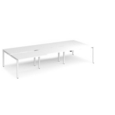 Adapt sliding top triple back to back desks 3600mm x 1600mm - white frame and white top