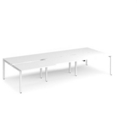 Adapt sliding top triple back to back desks 3600mm x 1600mm - white frame and white top