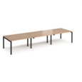 Adapt sliding top triple back to back desks 4200mm x 1200mm - black frame and beech top