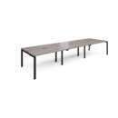 Adapt sliding top triple back to back desks 4200mm x 1200mm - black frame and grey oak top