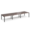Adapt sliding top triple back to back desks 4200mm x 1200mm - black frame and walnut top