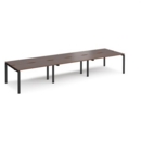 Adapt sliding top triple back to back desks 4200mm x 1200mm - black frame and walnut top