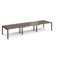 Adapt sliding top triple back to back desks 4200mm x 1200mm - black frame and walnut top