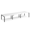 Adapt sliding top triple back to back desks 4200mm x 1200mm - black frame and white top