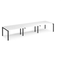 Adapt sliding top triple back to back desks 4200mm x 1200mm - black frame and white top