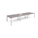 Adapt sliding top triple back to back desks 4200mm x 1200mm - silver frame and grey oak top