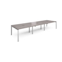 Adapt sliding top triple back to back desks 4200mm x 1200mm - silver frame and grey oak top