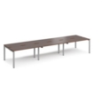 Adapt sliding top triple back to back desks 4200mm x 1200mm - silver frame and walnut top