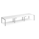 Adapt sliding top triple back to back desks 4200mm x 1200mm - silver frame and white top