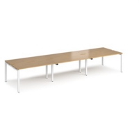 Adapt sliding top triple back to back desks 4200mm x 1200mm - white frame and oak top