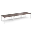 Adapt sliding top triple back to back desks 4200mm x 1200mm - white frame and walnut top