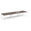 Adapt sliding top triple back to back desks 4200mm x 1200mm - white frame and walnut top