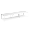 Adapt sliding top triple back to back desks 4200mm x 1200mm - white frame and white top