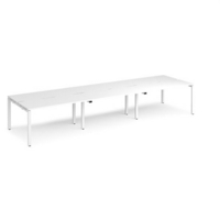Adapt sliding top triple back to back desks 4200mm x 1200mm - white frame and white top