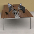 Adapt sliding top triple back to back desks 4200mm x 1600mm - black frame and beech top