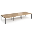 Adapt sliding top triple back to back desks 4200mm x 1600mm - black frame and oak top