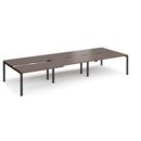 Adapt sliding top triple back to back desks 4200mm x 1600mm - black frame and walnut top