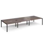 Adapt sliding top triple back to back desks 4200mm x 1600mm - black frame and walnut top