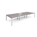 Adapt sliding top triple back to back desks 4200mm x 1600mm - silver frame and grey oak top