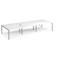 Adapt sliding top triple back to back desks 4200mm x 1600mm - silver frame and white top
