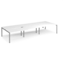 Adapt sliding top triple back to back desks 4200mm x 1600mm - silver frame and white top