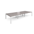 Adapt sliding top triple back to back desks 4200mm x 1600mm - white frame and grey oak top