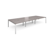 Adapt sliding top triple back to back desks 4200mm x 1600mm - white frame and grey oak top
