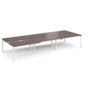 Adapt sliding top triple back to back desks 4200mm x 1600mm - white frame and walnut top