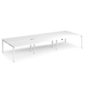 Adapt sliding top triple back to back desks 4200mm x 1600mm - white frame and white top